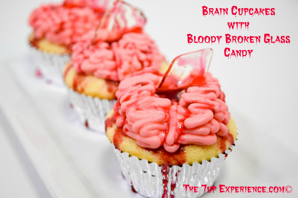 Bloody Broken Glass Brain Cupcakes using Basic Decorator's Frosting Recipe by The 7up Experience.com